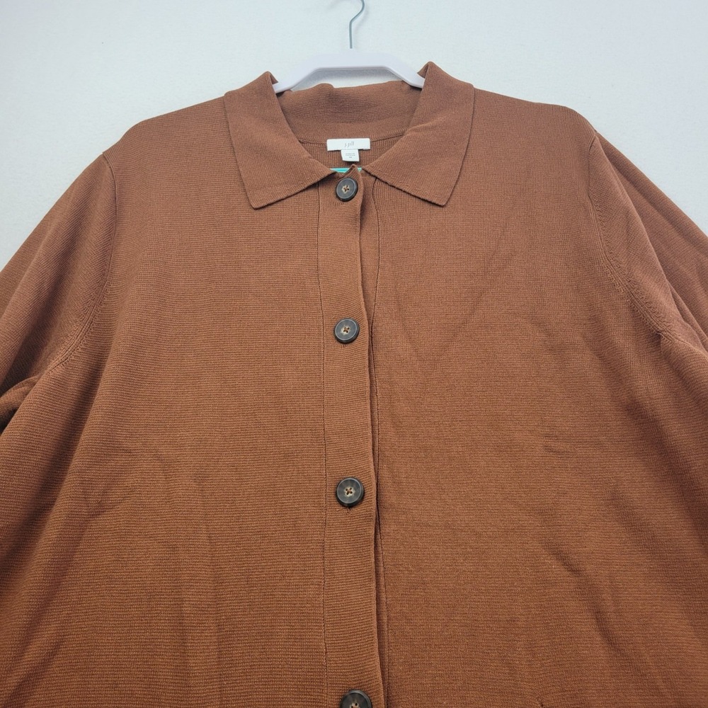 J Jill Cardigan Sweater Size 3X Double-Knit Nutmeg Brown Button Front Academia - Picture 7 of 14